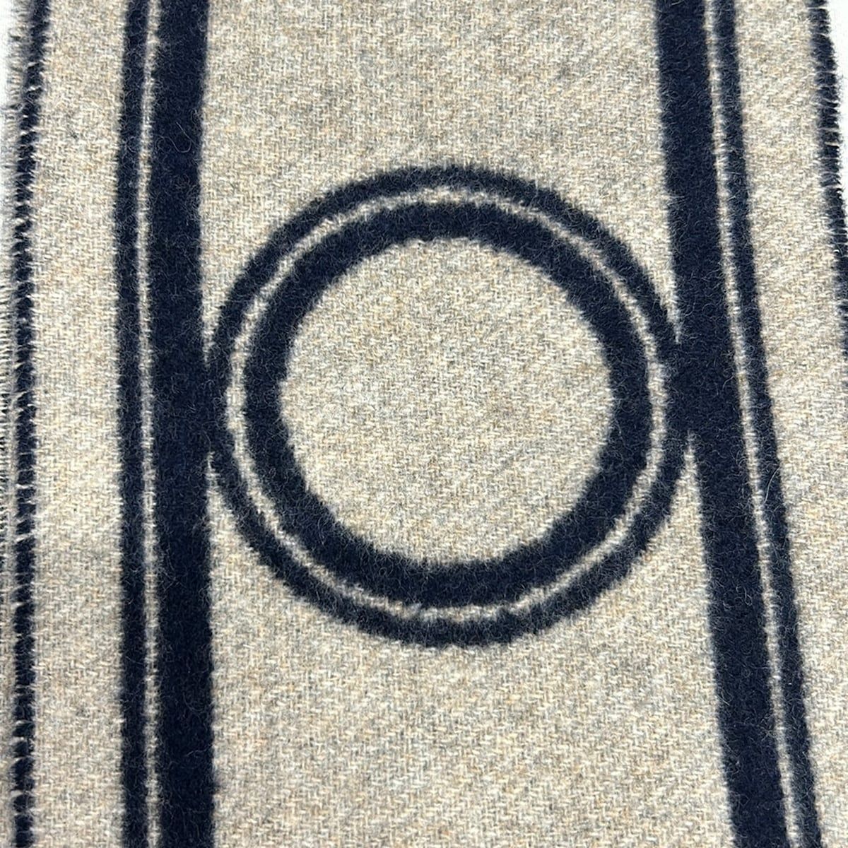 Hermes Scarf Dark Navy Gray Beige Cashmere — view 3
