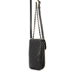 Chanel Chain Phone Case Quilted CC Logo Lambskin Bag Black — view 2