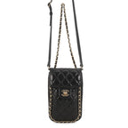 Chanel Chain Phone Case Quilted CC Logo Lambskin Bag Black