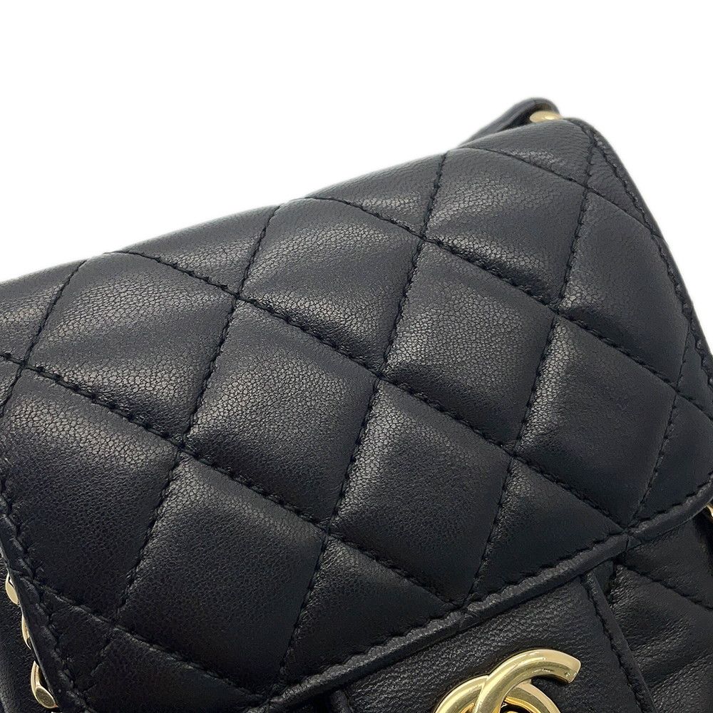 Chanel Chain Phone Case Quilted CC Logo Lambskin Bag Black — view 8