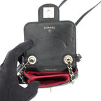 Chanel Chain Phone Case Quilted CC Logo Lambskin Bag Black — view 5