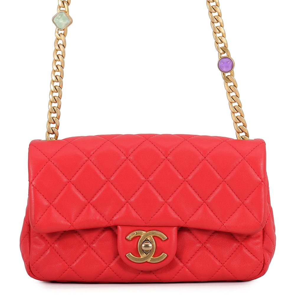Chanel Chain Shoulder Bag CC Logo Mini Quilted Lambskin
