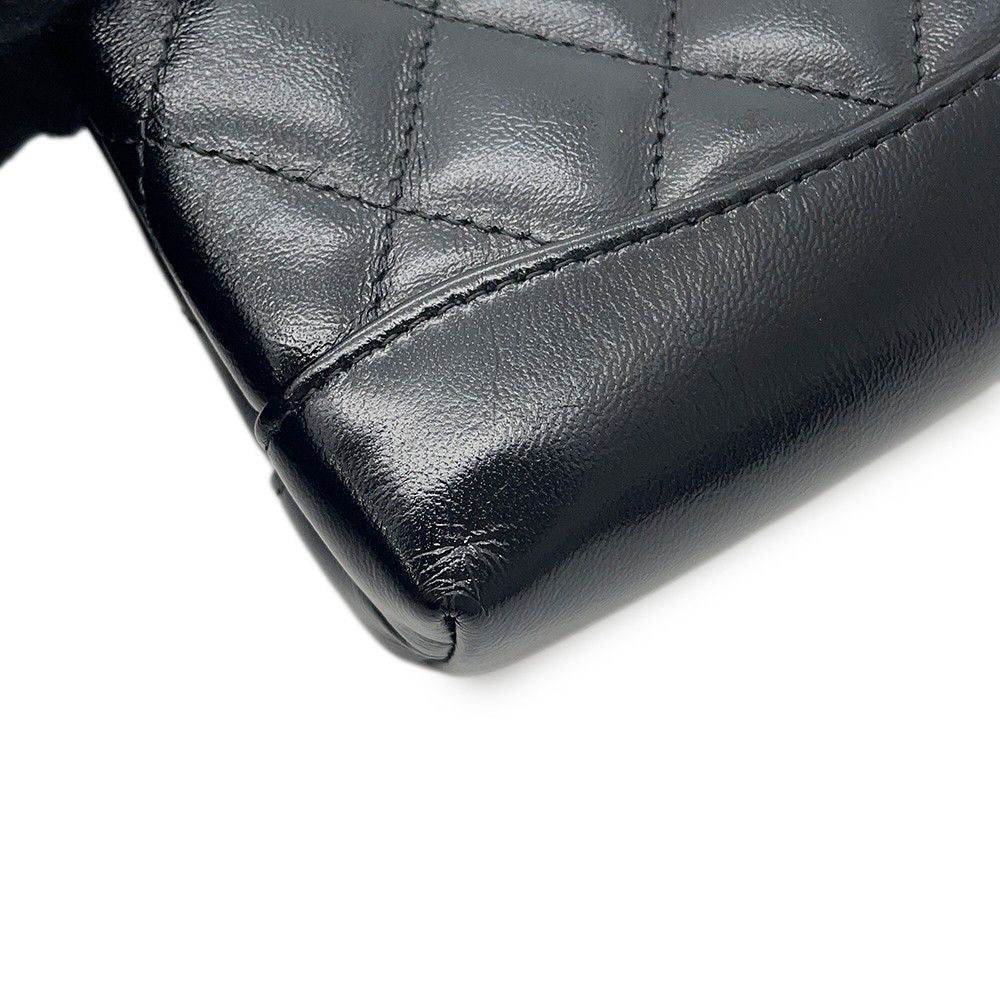 Chanel Chain Shoulder Bag CC Logo Quilted Lambskin Clutch Black — view 6