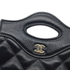 Chanel Chain Shoulder Bag CC Logo Quilted Lambskin Clutch Black — view 7