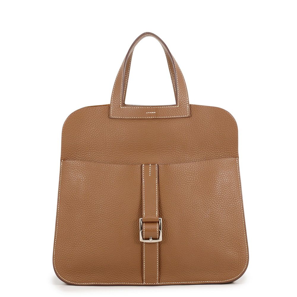 Hermes Handbag Halzan 31 Silver Taurillon Clemence 2-Way