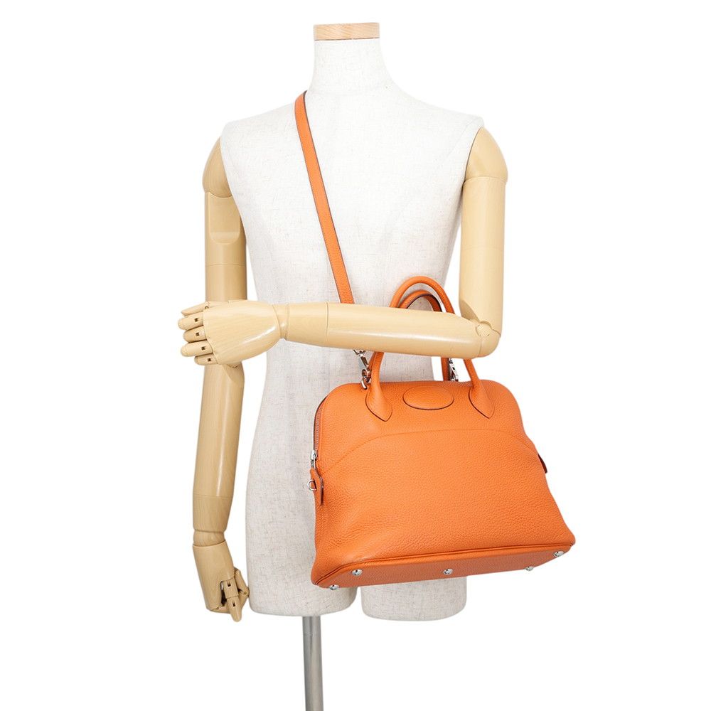 Hermes Bolide 31 Orange Silver Taurillon Clemence 2-Way Shoulder Bag — view 4