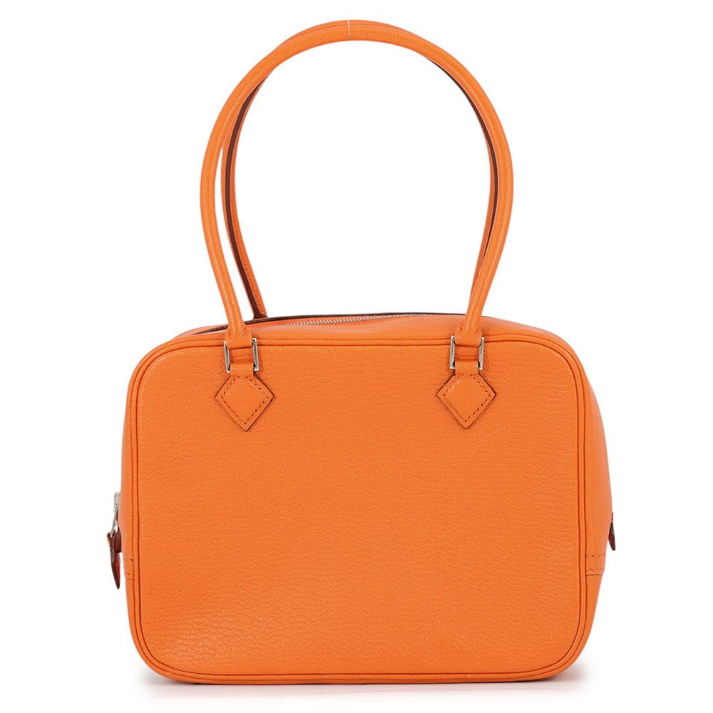 Hermes Handbag Plume Mini Orange Silver Chevre Mysore Bag