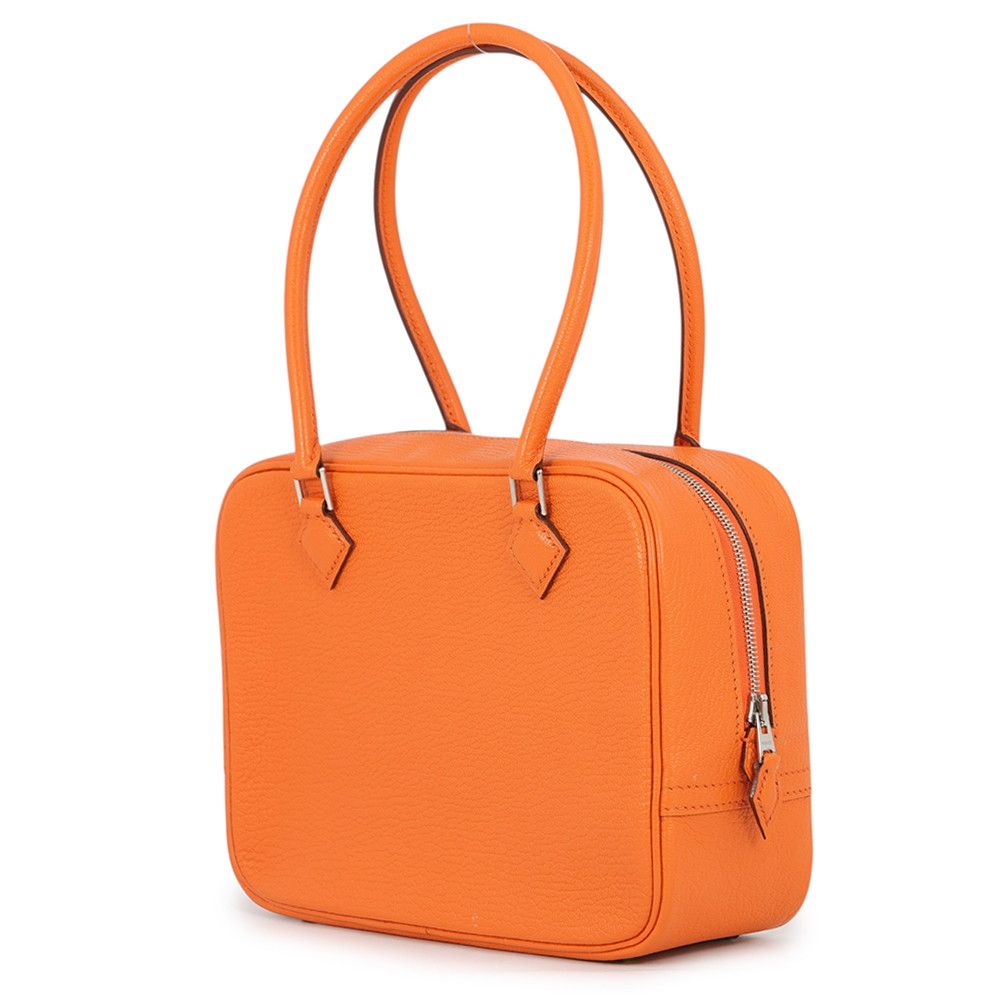 Hermes Handbag Plume Mini Orange Silver Chevre Mysore Bag — view 2