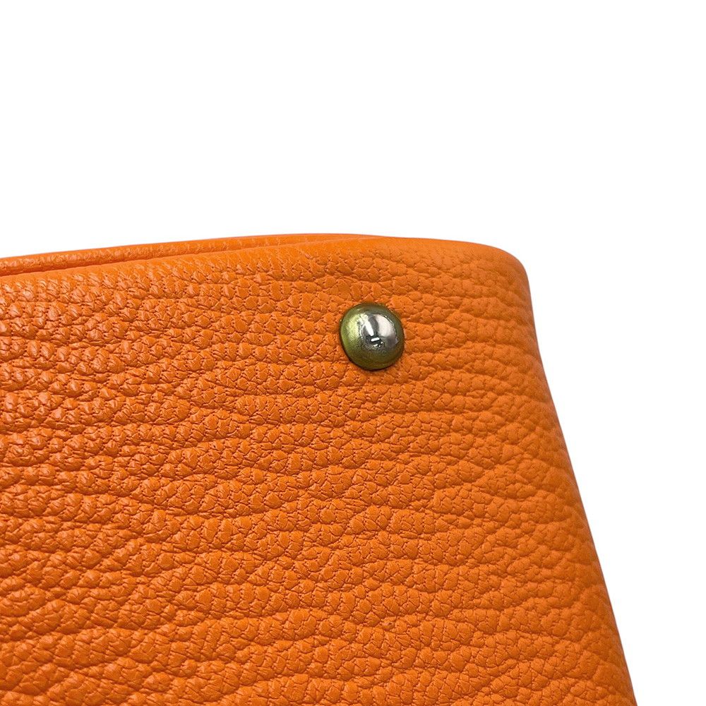 Hermes Handbag Plume Mini Orange Silver Chevre Mysore Bag — view 8