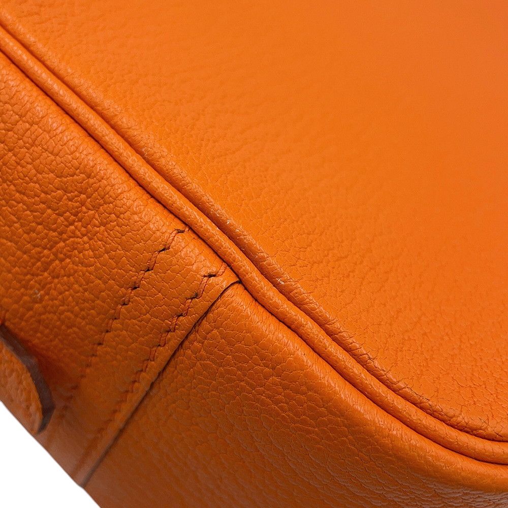 Hermes Handbag Plume Mini Orange Silver Chevre Mysore Bag — view 6