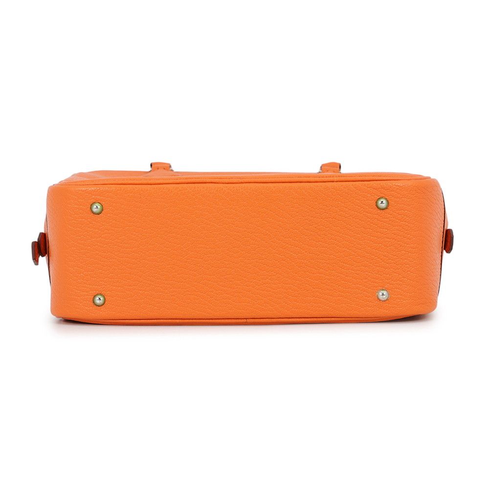 Hermes Handbag Plume Mini Orange Silver Chevre Mysore Bag — view 3