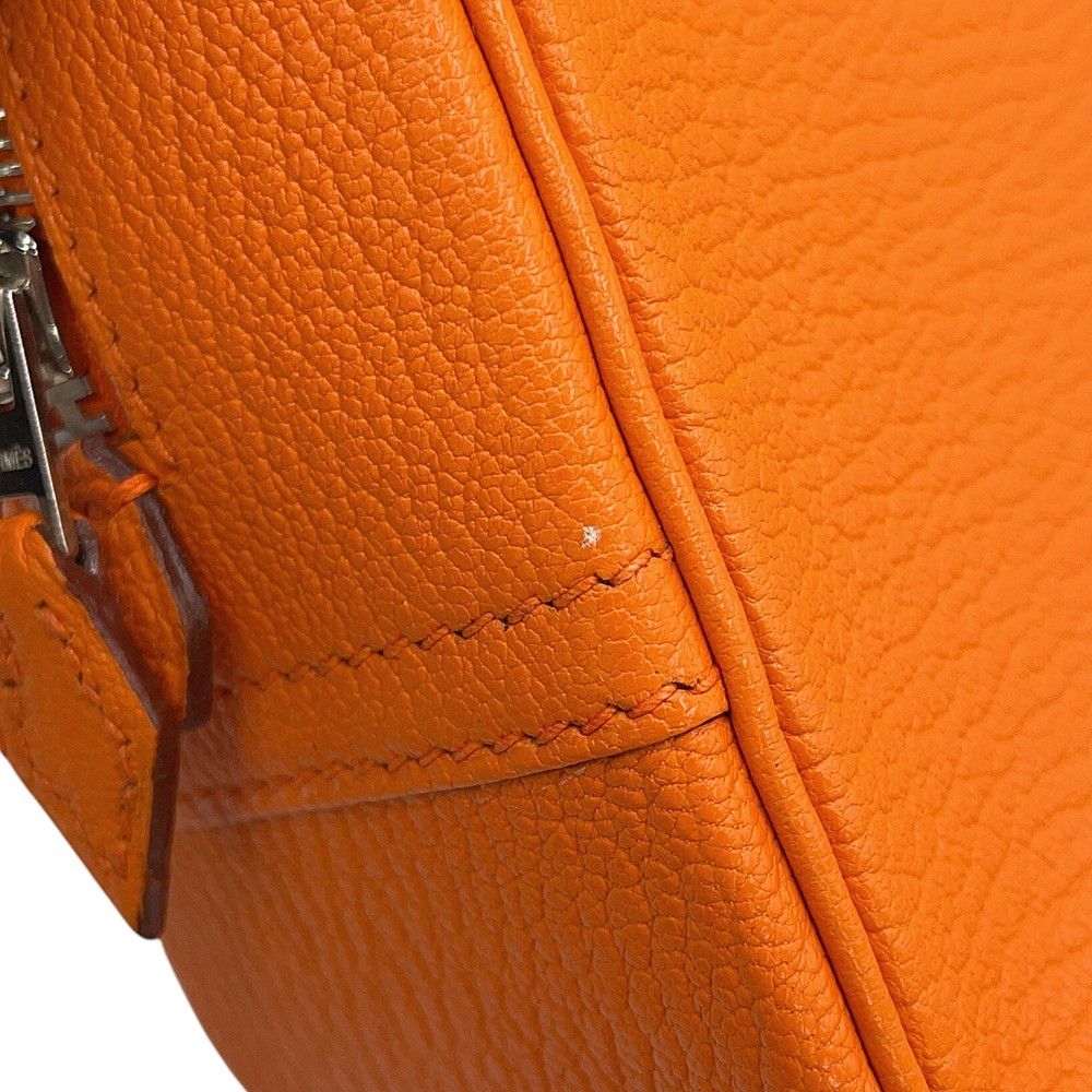Hermes Handbag Plume Mini Orange Silver Chevre Mysore Bag — view 7