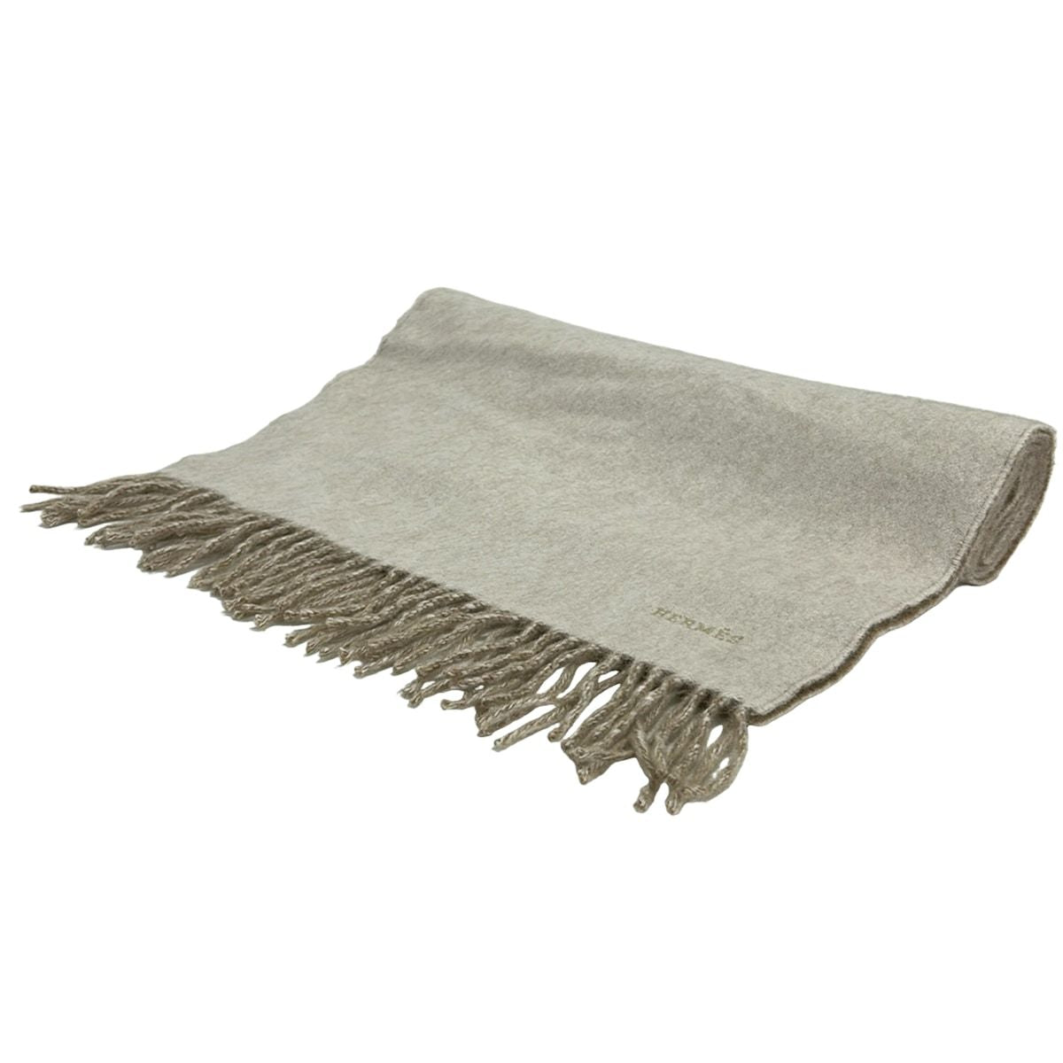 Hermes Scarf Ivory Brown Cashmere