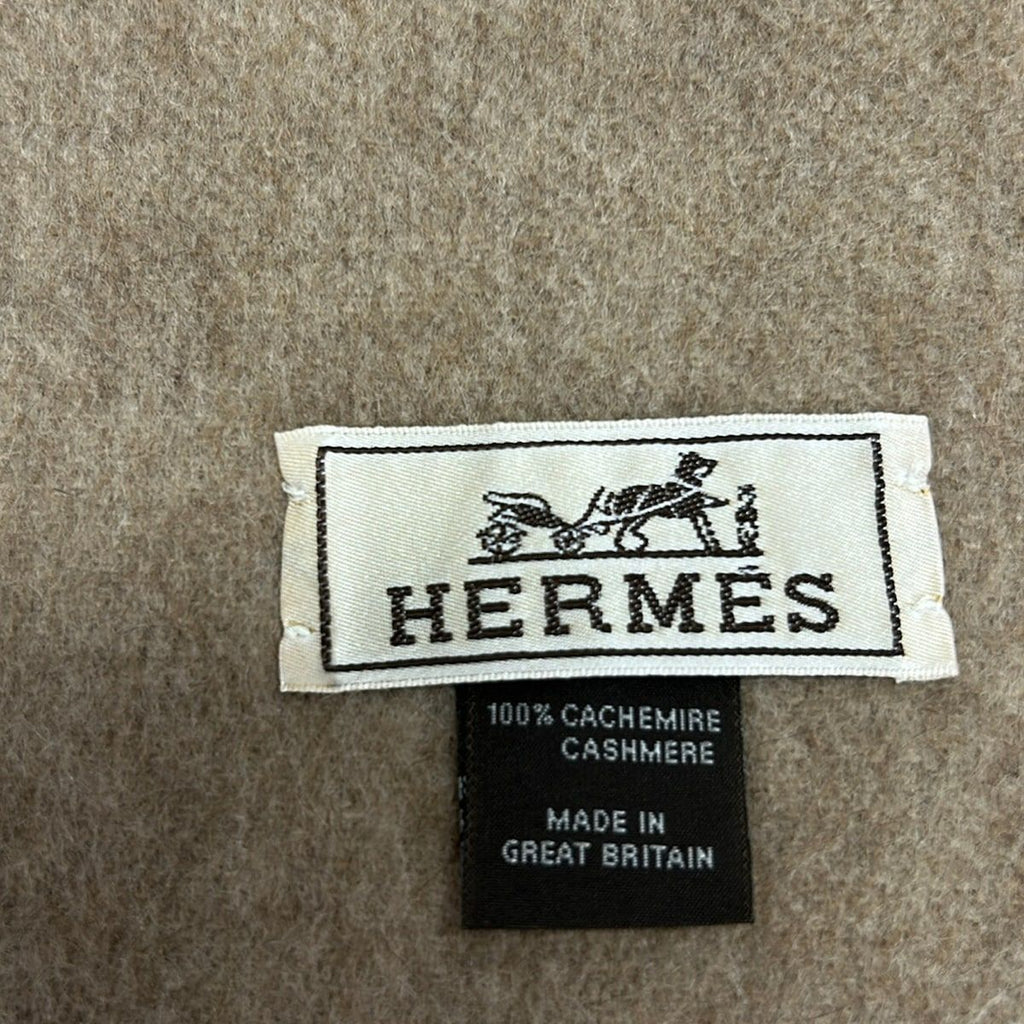 Hermes Scarf Ivory Brown Cashmere — view 2