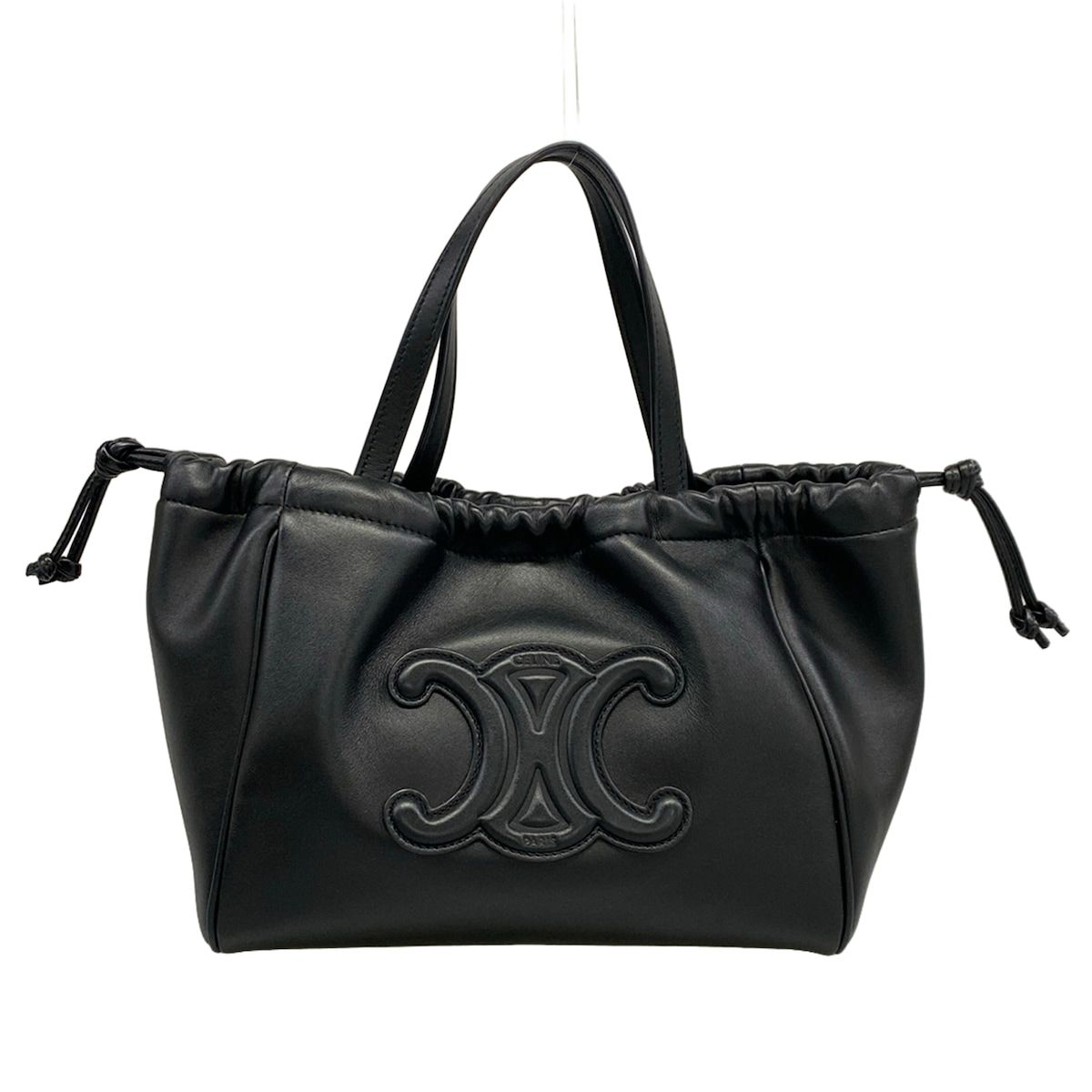 Celine Tote Small Cabas Drawstring Cuir Triomphe Black