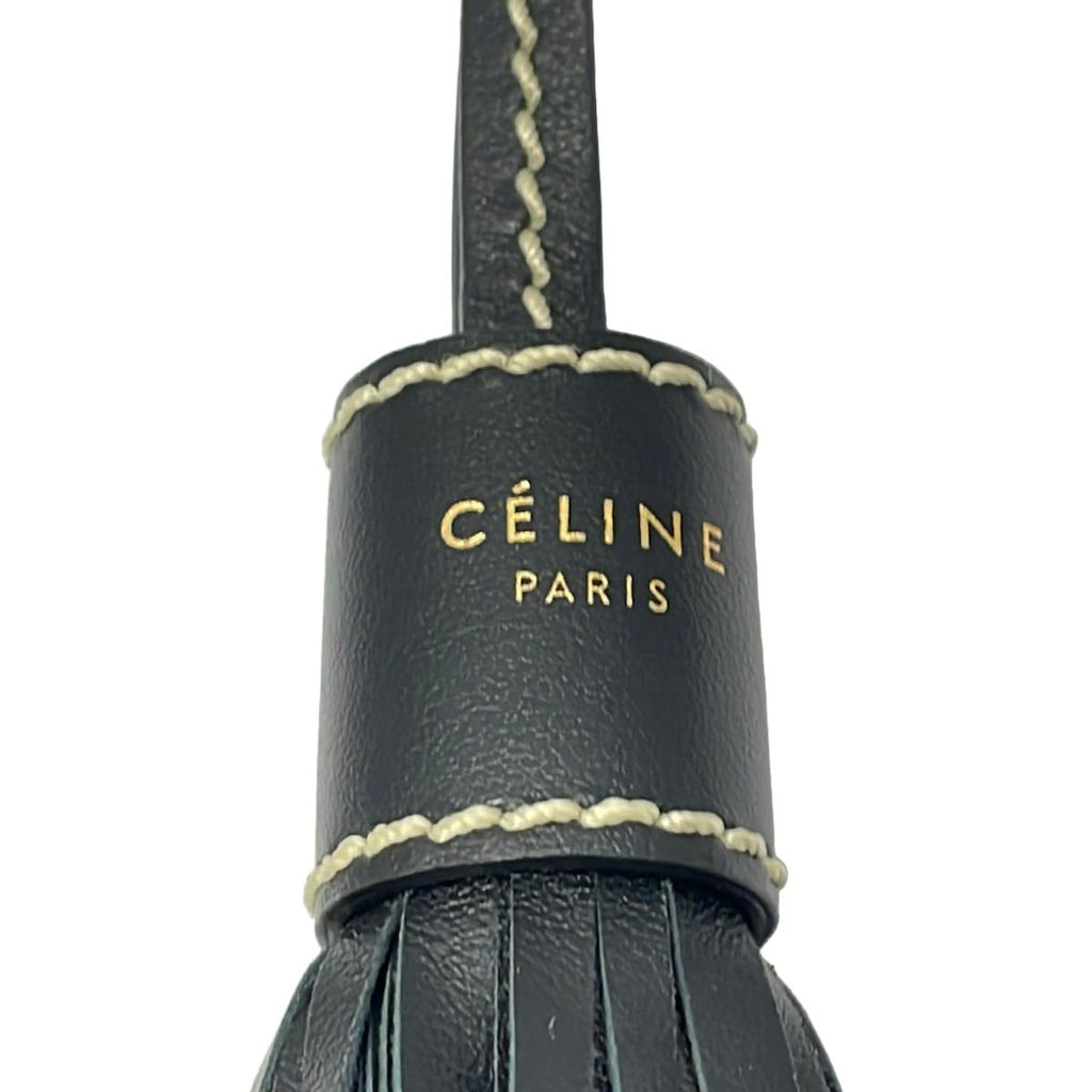 Celine Key Holder Black Tassel Long Leather Keychain — view 3