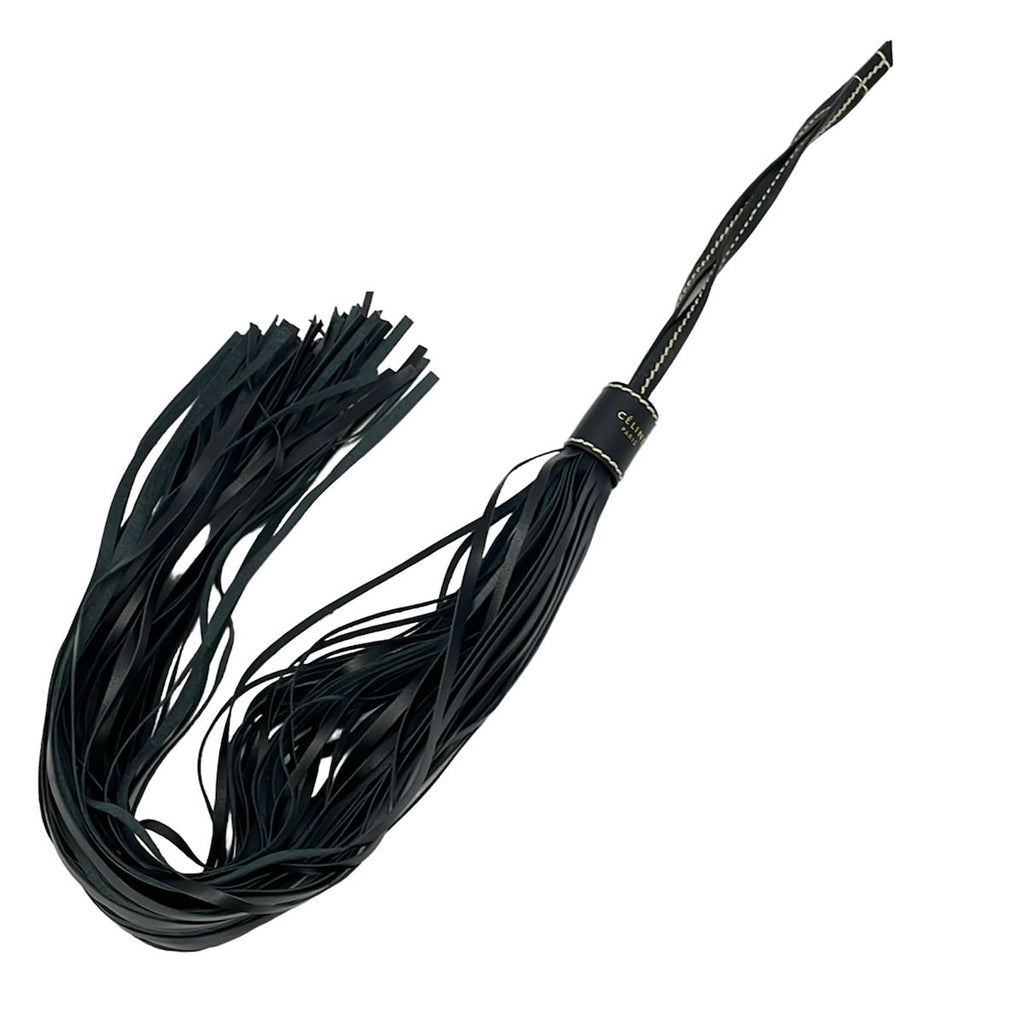 Celine Key Holder Black Tassel Long Leather Keychain