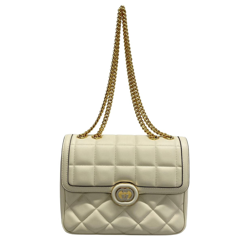 Gucci Shoulder Bag Deco Chain Ivory Leather