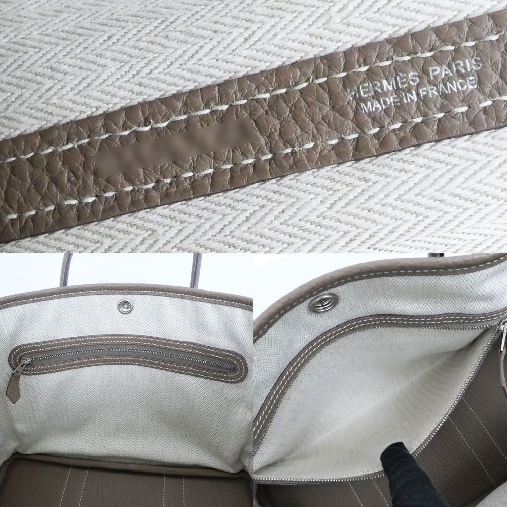Hermes Garden Party TPM Etoupe Silver Negonda Tote Leather Beige — view 6