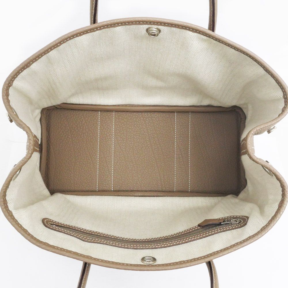 Hermes Garden Party TPM Etoupe Silver Negonda Tote Leather Beige — view 5