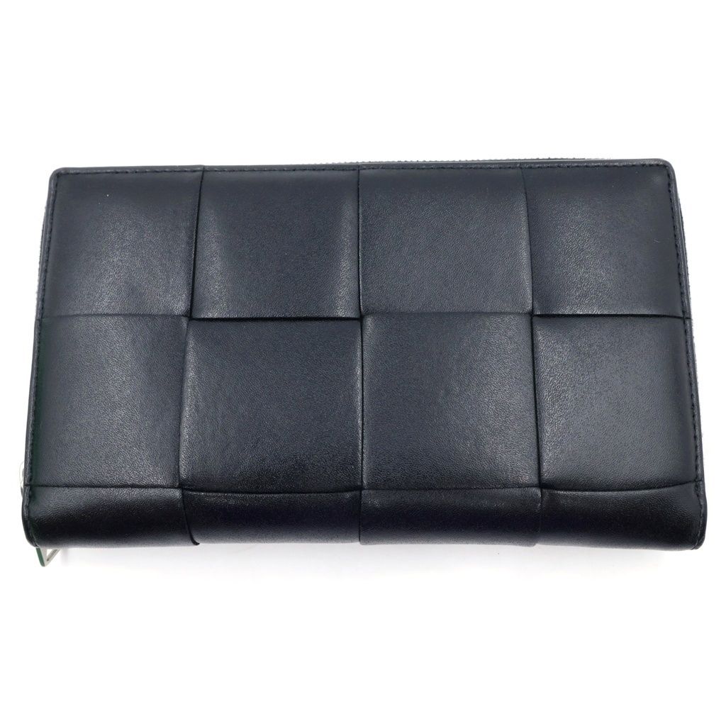 Bottega Veneta Maxi Intrecciato Zip Around Wallet Card Case Black Leather — view 2