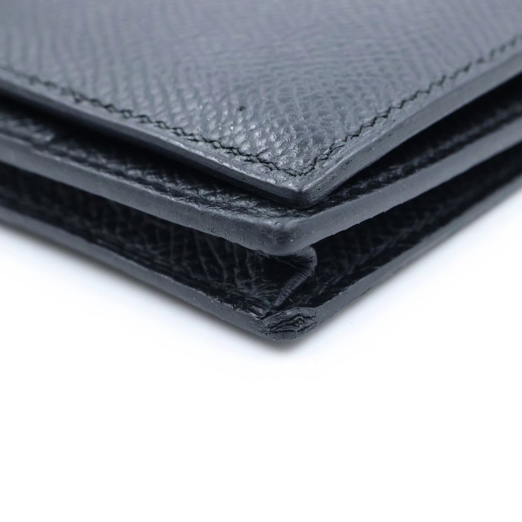 Hermes Bearn Soufflet Wallet Black Leather Epsom Gold — view 6