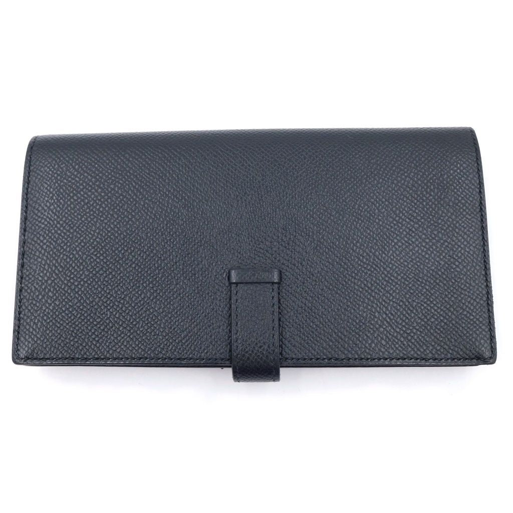 Hermes Bearn Soufflet Wallet Black Leather Epsom Gold — view 2