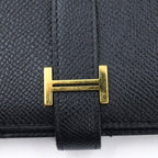 Hermes Bearn Soufflet Wallet Black Leather Epsom Gold — view 5