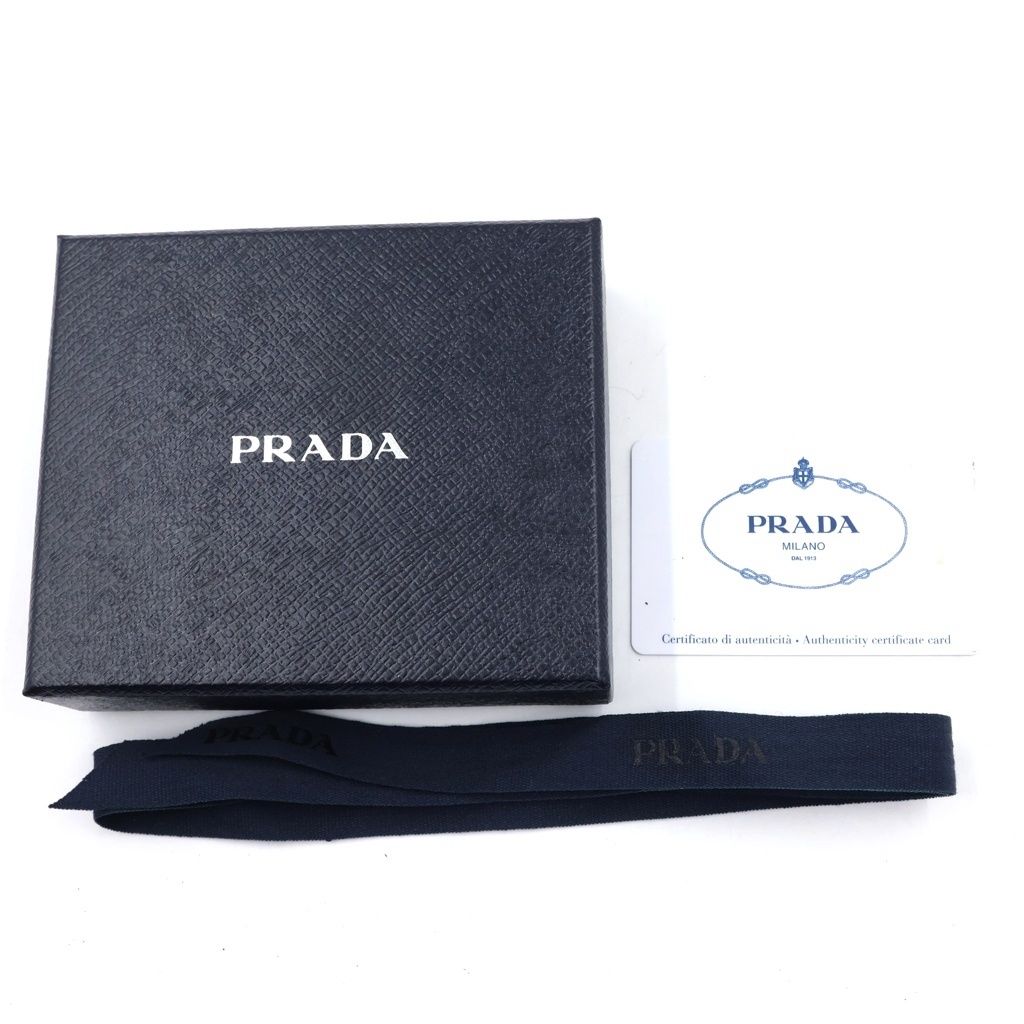 Prada Bifold Wallet Triangular Plate Leather Compact Black — view 6