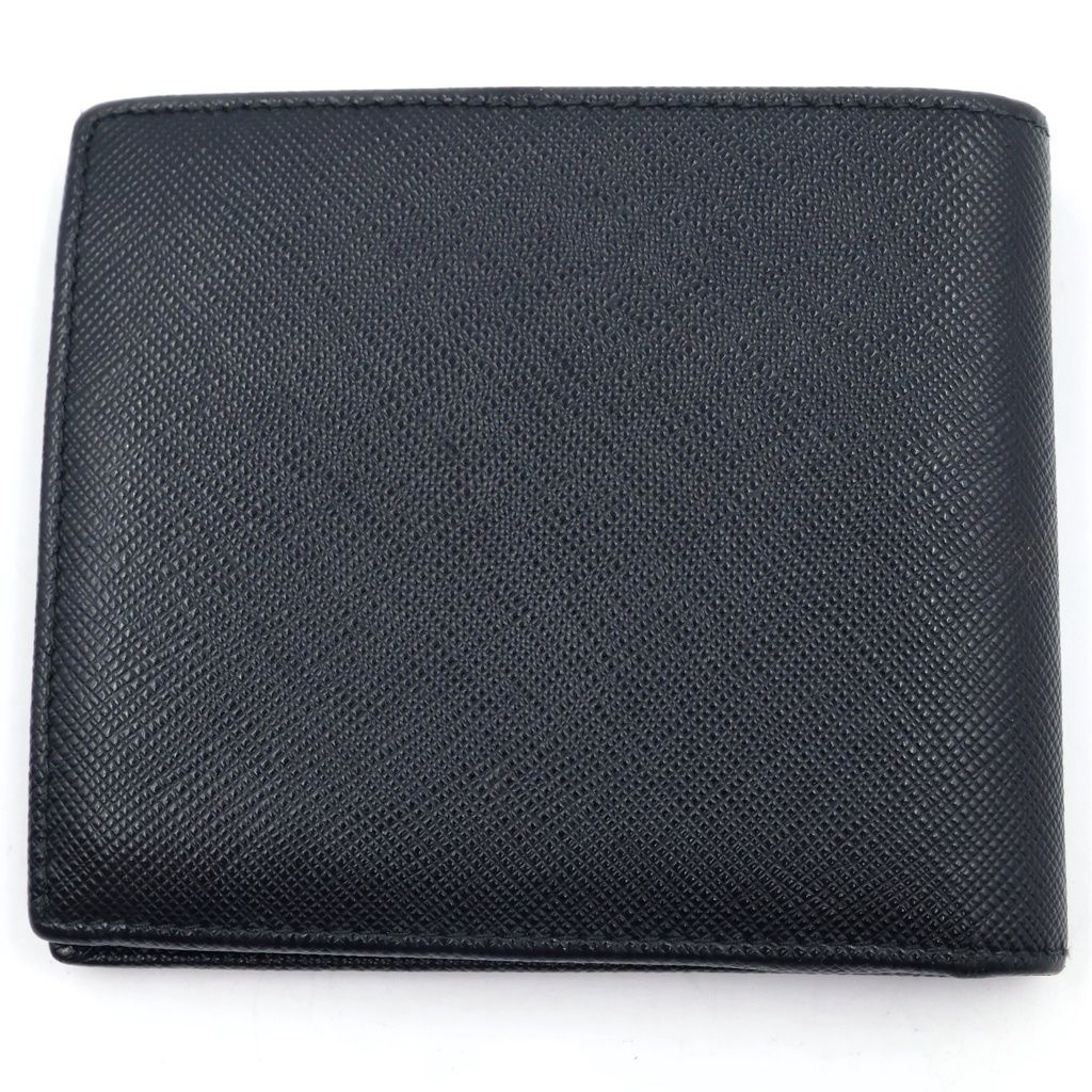 Prada Bifold Wallet Triangular Plate Leather Compact Black — view 2