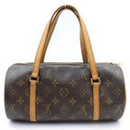 Louis Vuitton Monogram Handbag Brown Leather Gold