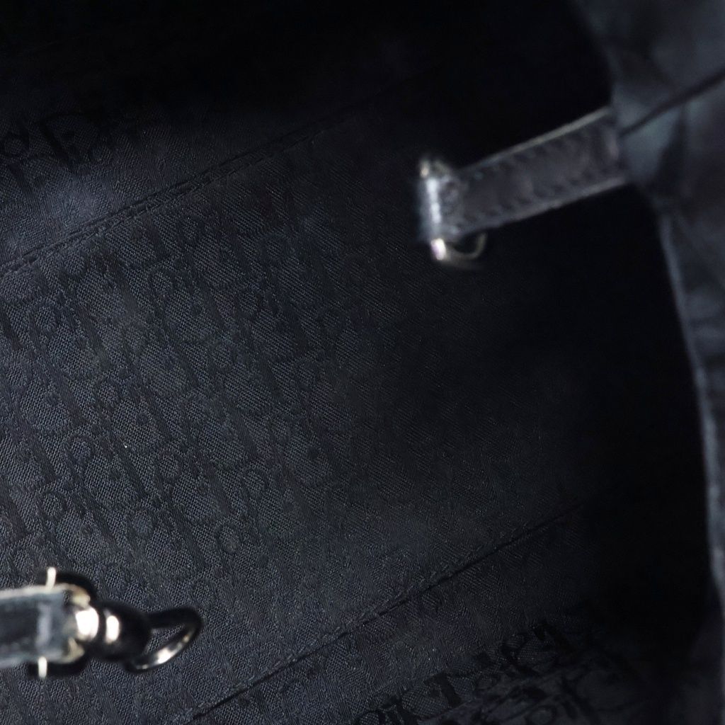 Dior Cannage Handbag Black Leather Silver — view 7