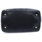 Dior Cannage Handbag Black Leather Silver — view 4