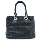 Dior Cannage Handbag Black Leather Silver — view 2