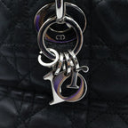 Dior Cannage Handbag Black Leather Silver — view 8