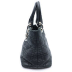 Dior Cannage Handbag Black Leather Silver — view 3