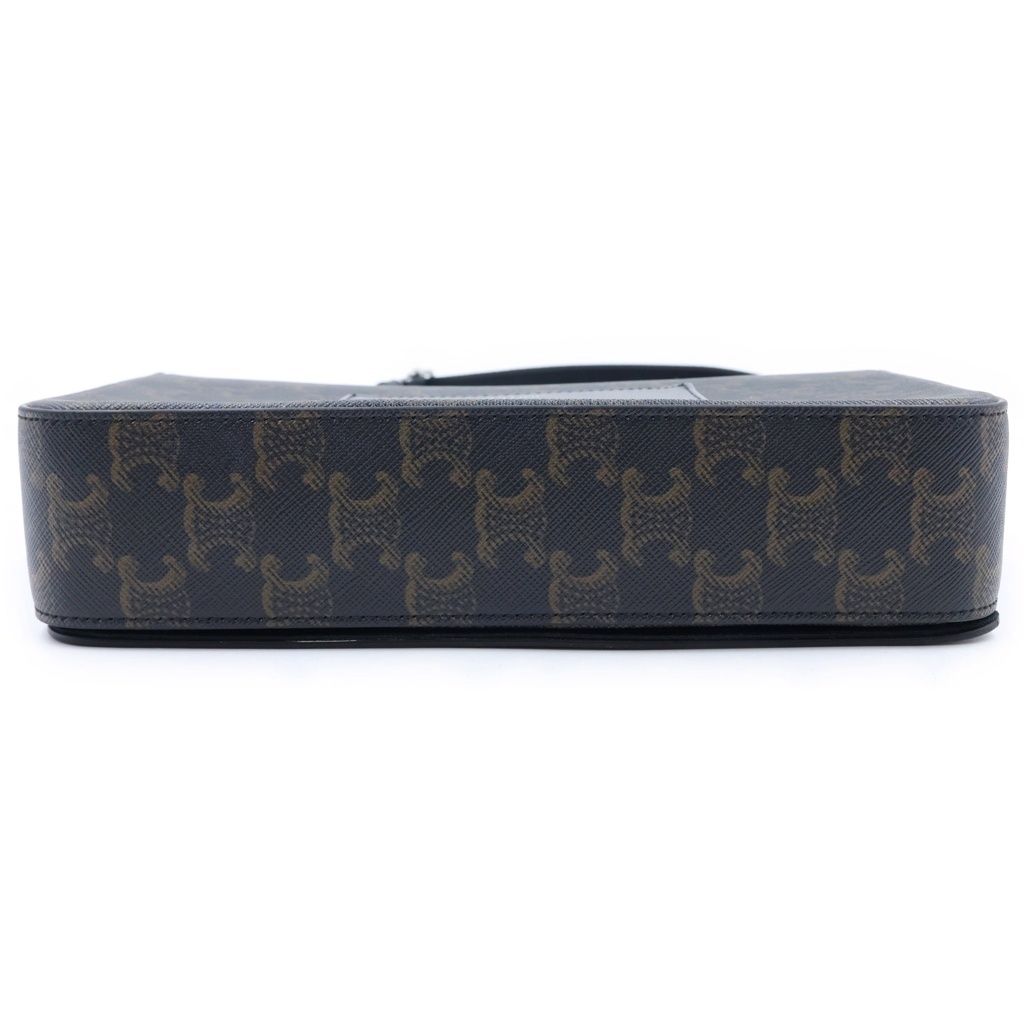 Celine Triomphe Shoulder Bag Leather Brown Black — view 4