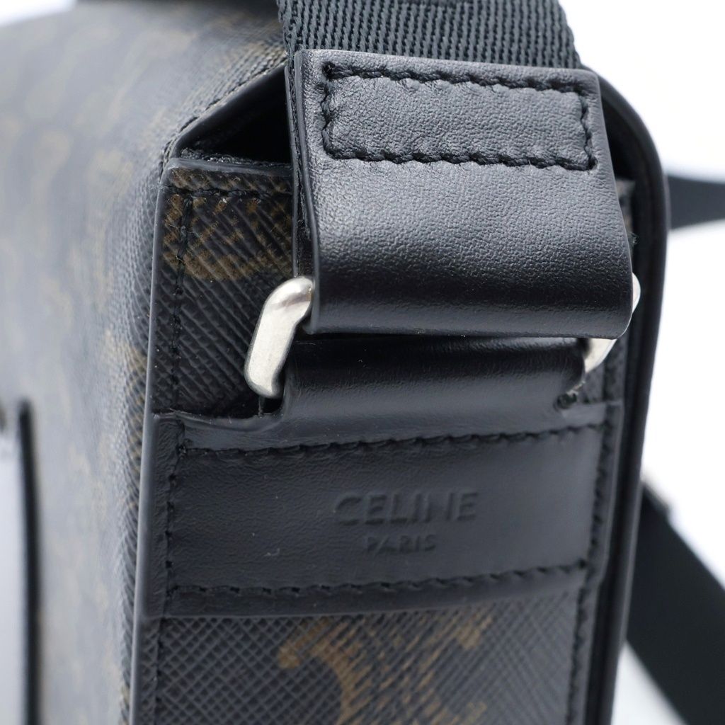 Celine Triomphe Shoulder Bag Leather Brown Black — view 6