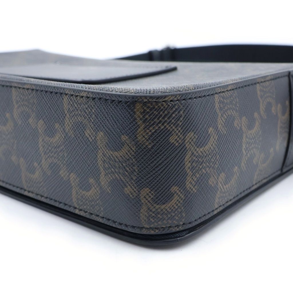 Celine Triomphe Shoulder Bag Leather Brown Black — view 5
