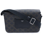 Celine Triomphe Shoulder Bag Leather Brown Black