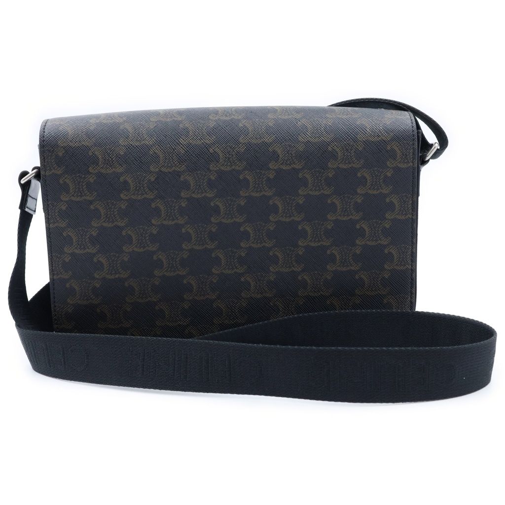 Celine Triomphe Shoulder Bag Leather Brown Black — view 2