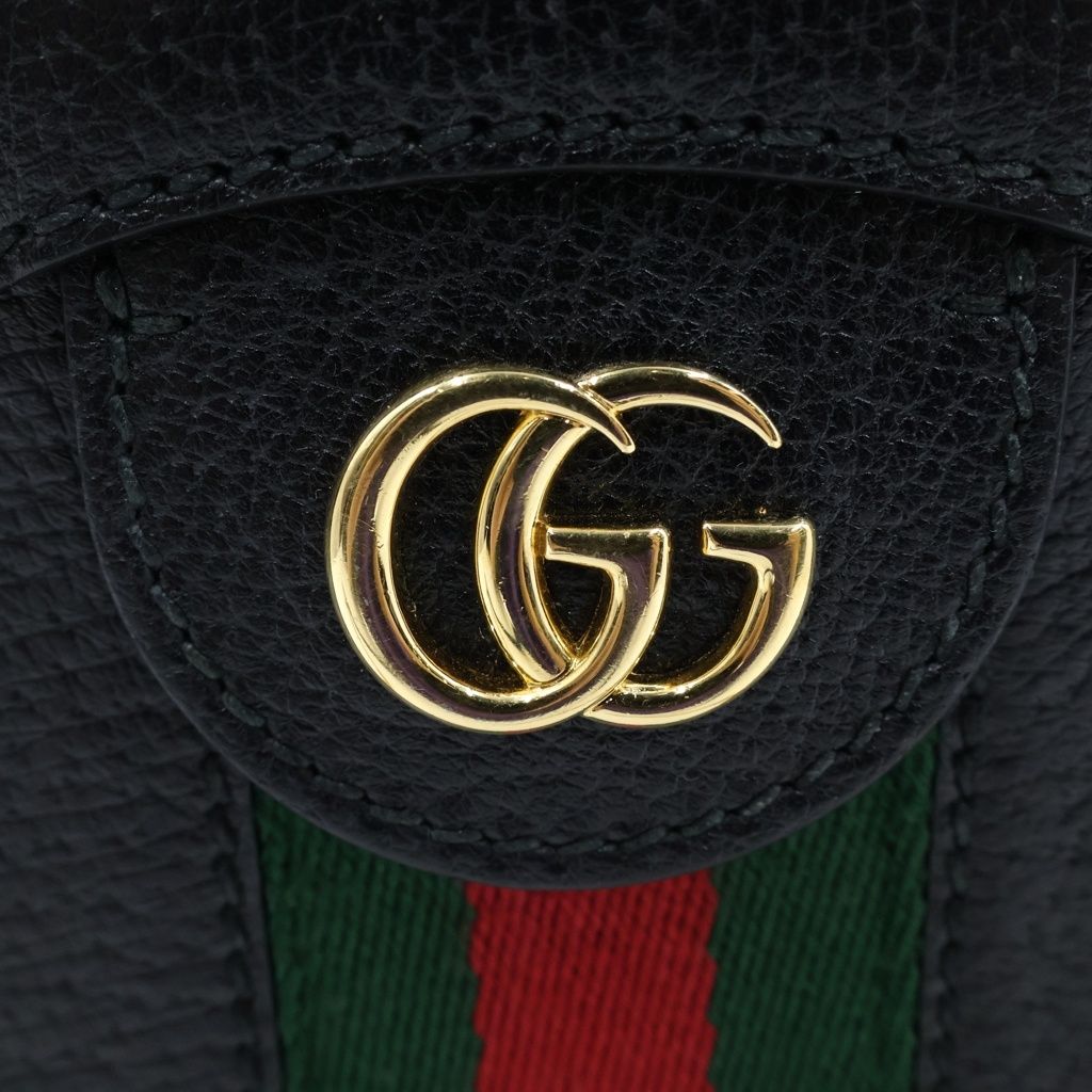 Gucci Ophidia GG Mini Round Shoulder Bag Black Canvas Leather — view 8