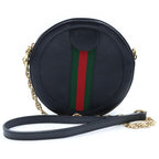 Gucci Ophidia GG Mini Round Shoulder Bag Black Canvas Leather — view 2
