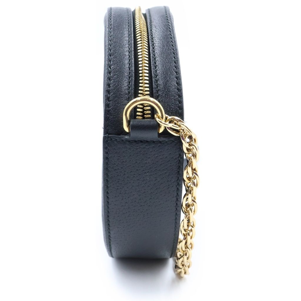 Gucci Ophidia GG Mini Round Shoulder Bag Black Canvas Leather — view 3