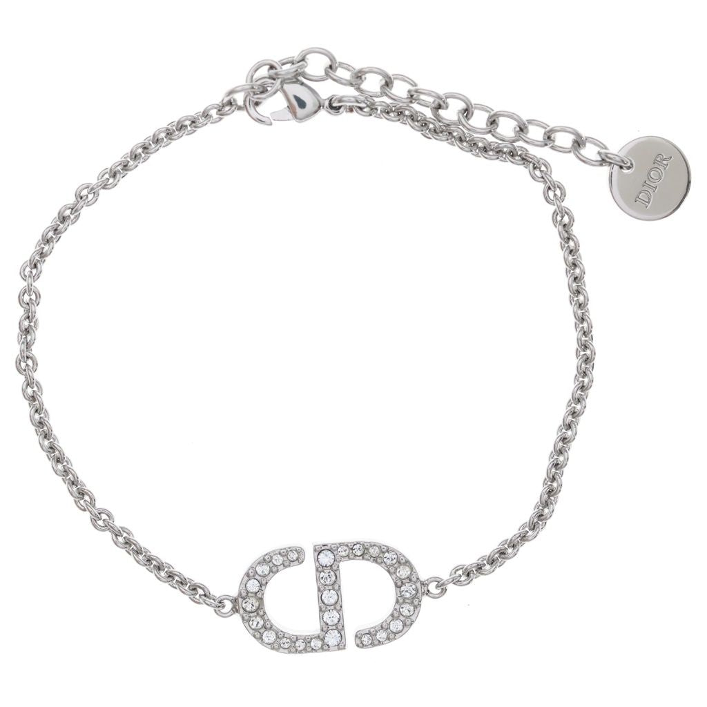 Dior Petit CD Bracelet Metal Silver Rhinestone