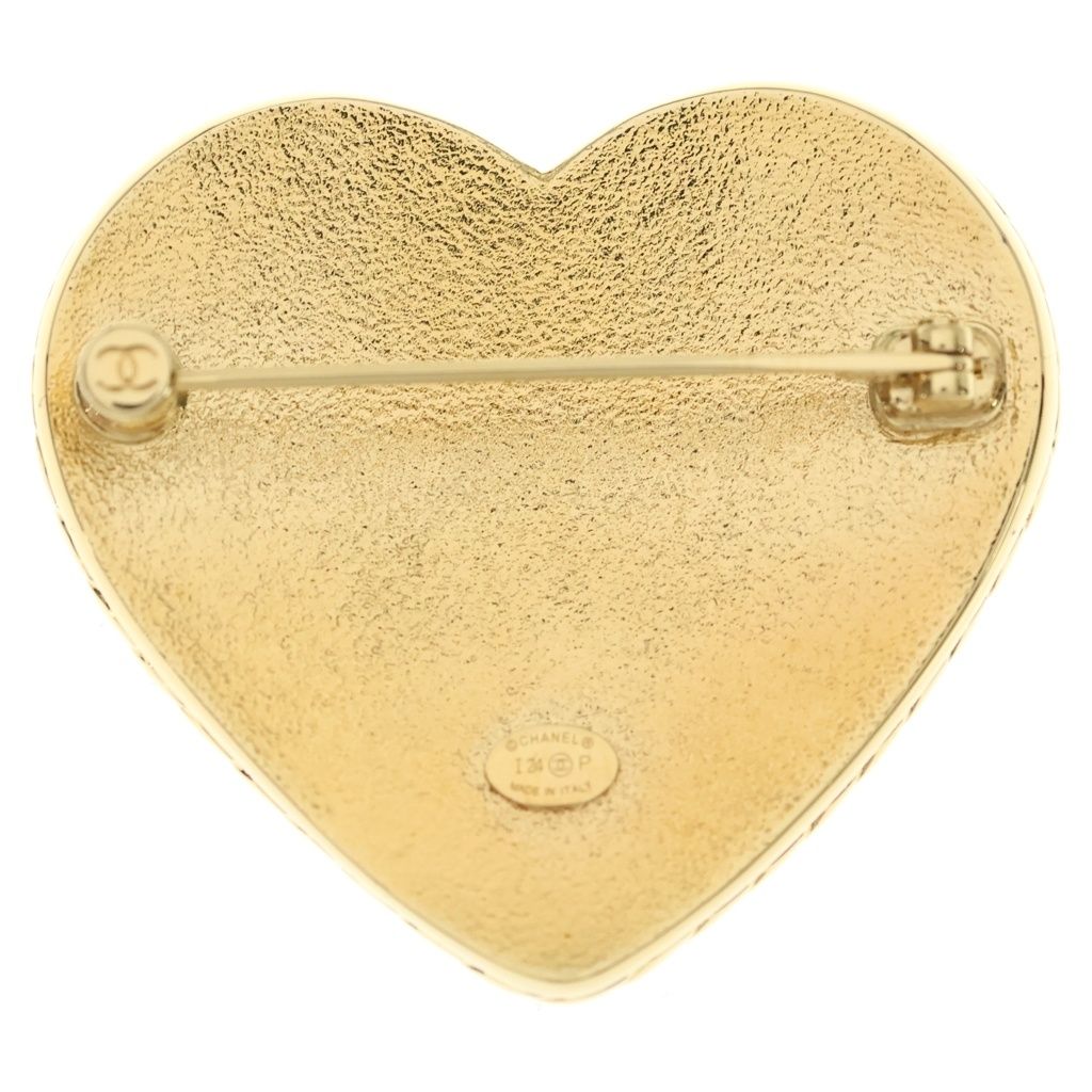 Chanel Heart Coco Denim Pin Badge Brooch Gold Blue — view 2