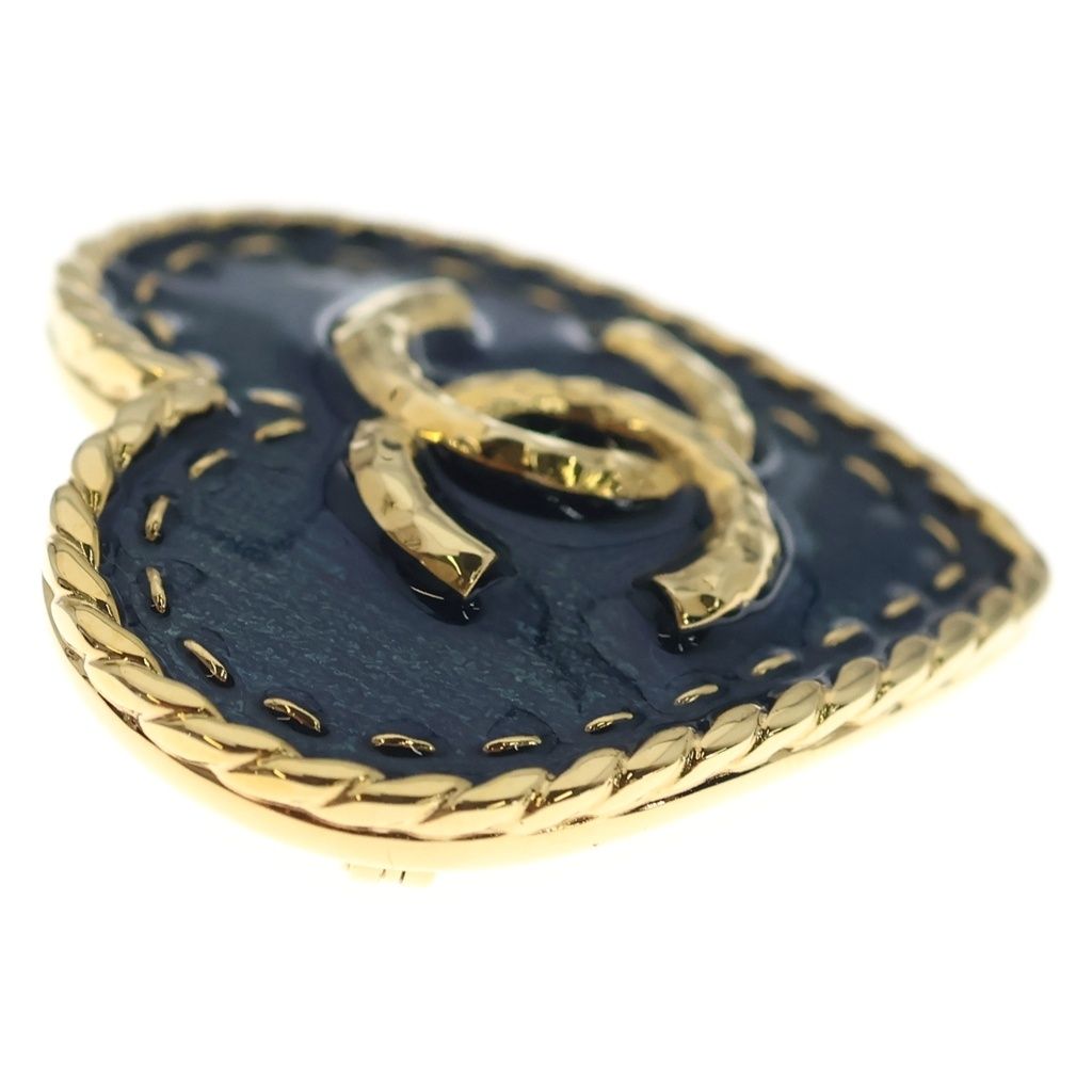Chanel Heart Coco Denim Pin Badge Brooch Gold Blue — view 4