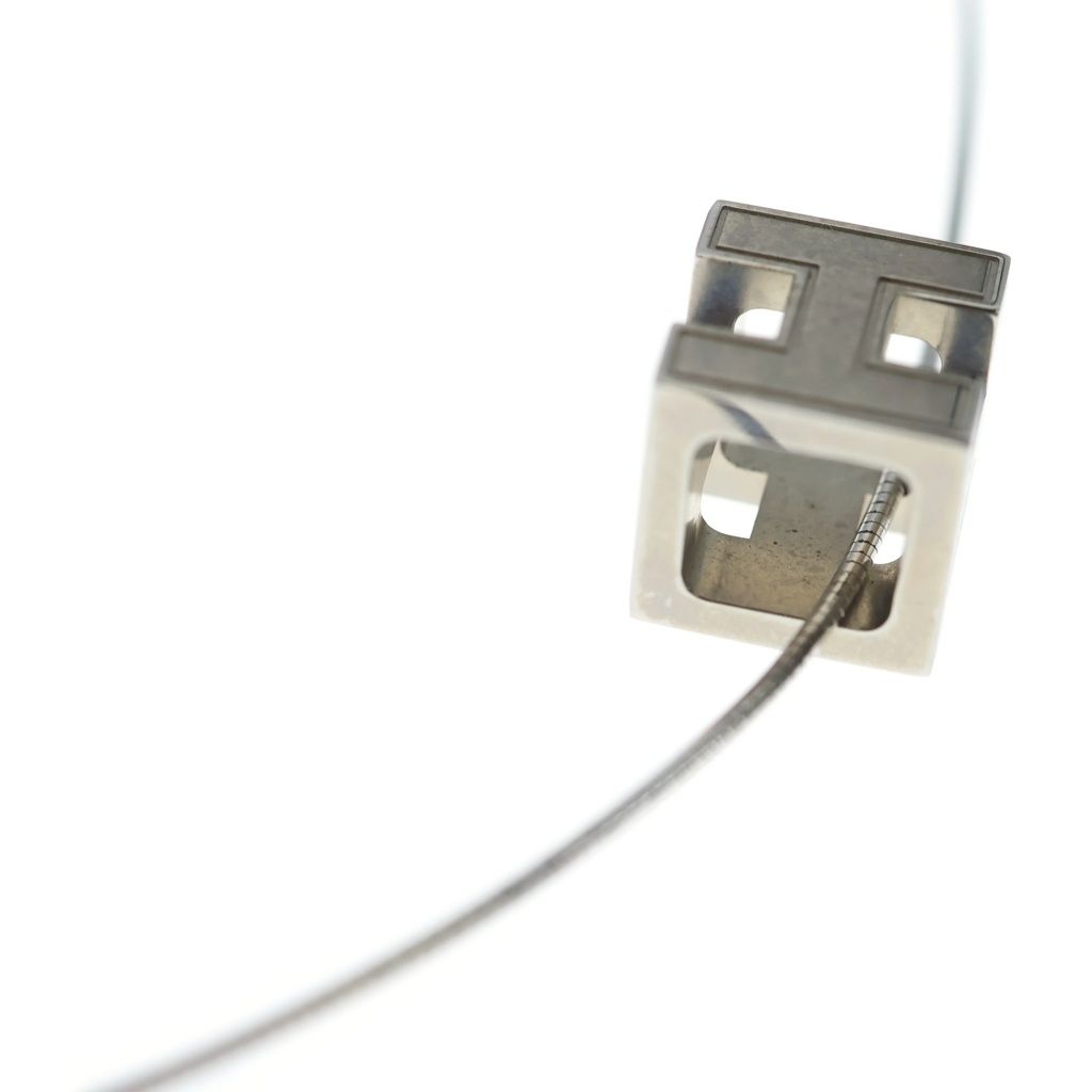 Hermes H Cube Pendant Beige Silver Cage D'h Necklace — view 6