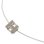 Hermes H Cube Pendant Beige Silver Cage D'h Necklace