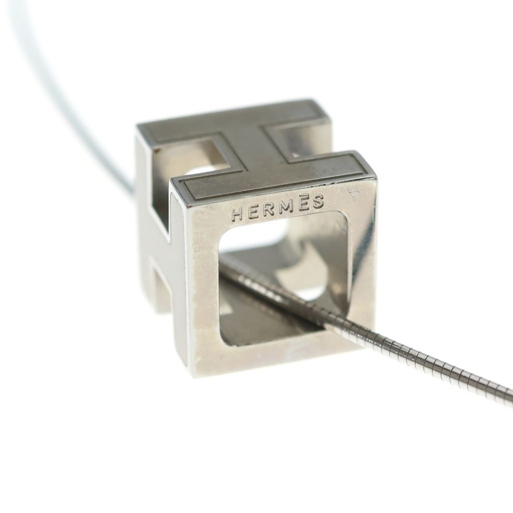 Hermes H Cube Pendant Beige Silver Cage D'h Necklace — view 5